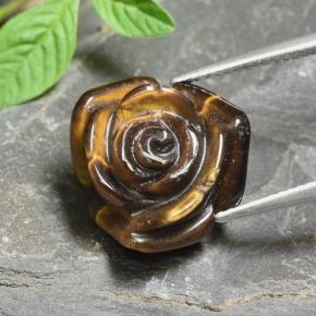 Tiger's eye marrón natural de 12,56 ct, corte flor, opaco