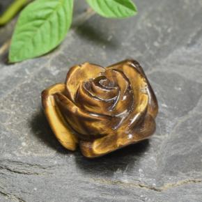 Tiger's eye marrón natural de 12,56 ct, corte flor, opaco