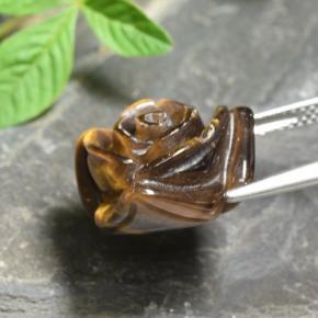 Tiger's eye marrón natural de 12,56 ct, corte flor, opaco