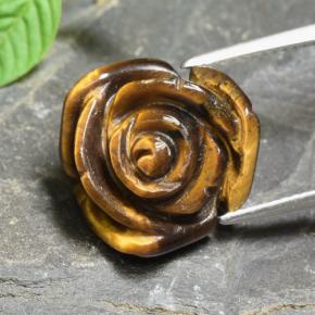 Tiger's eye marrón natural de 10,74 ct, corte flor, opaco