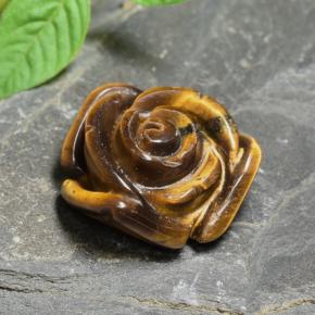 Tiger's eye marrón natural de 10,74 ct, corte flor, opaco