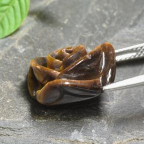 Tiger's eye marrón natural de 10,74 ct, corte flor, opaco