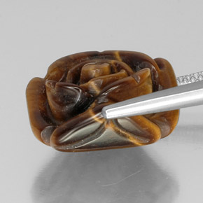 Ojo de Tigre Marrón oro natural de 12.46 ct, Forma elegante, Opaco