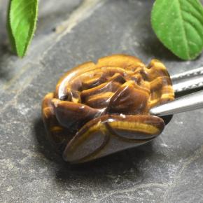 Tiger's eye marrón natural de 11,12 ct, corte flor, opaco