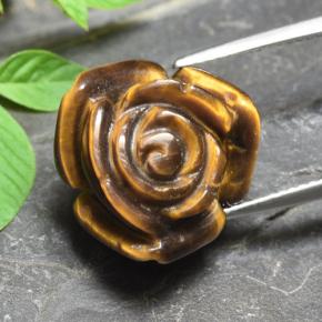 Tiger's eye marrón natural de 11,92 ct, corte flor, opaco