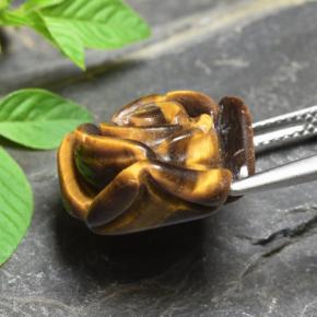 Tiger's eye marrón natural de 11,92 ct, corte flor, opaco