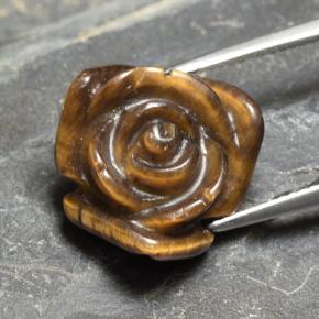 Tiger's eye marrón natural de 12,09 ct, corte flor, opaco