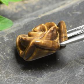 Tiger's eye marrón natural de 12,09 ct, corte flor, opaco