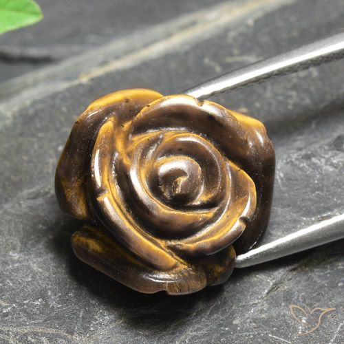 11.77ct Natural Marrón dorado Ojo de Tigre, Corte Flor, Opaco