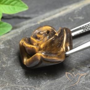 Ojo de Tigre Marrón dorado natural de 11.77 ct, Corte Flor, Opaco