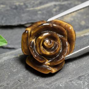 Tiger's eye marrón natural de 10,88 ct, corte flor, opaco