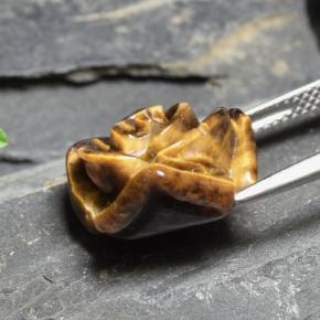 Tiger's eye marrón natural de 10,88 ct, corte flor, opaco