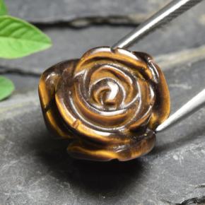 Tiger's eye marrón natural de 11,54 ct, corte flor, opaco