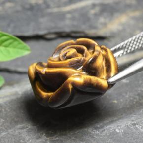 Tiger's eye marrón natural de 11,54 ct, corte flor, opaco