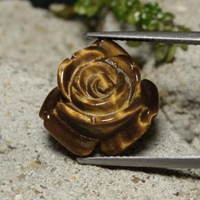 Tiger's eye marrón natural de 11,39 ct, corte flor, opaco