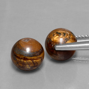 Gemas de tiger's eye marrón natural de  ct, esfera / bola, opaco
