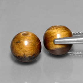 Gemas de tiger's eye marrón natural de  ct, esfera / bola, opaco