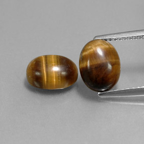 Gemas de tiger's eye marrón natural de  ct, corte óvalo, opaco