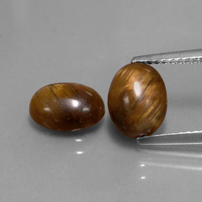 Gemas de ojo de tigre marrón natural de  ct, corte óvalo, opaco