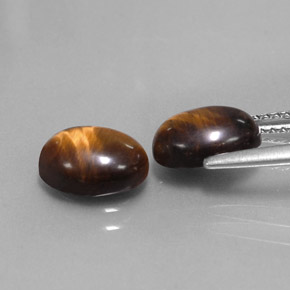 Gemas de tiger's eye marrón natural de  ct, corte óvalo, opaco