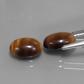 Gemas de tiger's eye marrón natural de  ct, corte óvalo, opaco