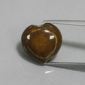 Tiger's eye marrón natural de 9,02 ct, forma de corazón, opaco