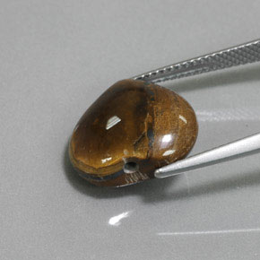 Tiger's eye marrón natural de 9,47 ct, forma de corazón, opaco