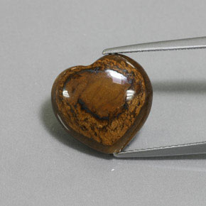 Tiger's eye marrón natural de 8,46 ct, forma de corazón, opaco
