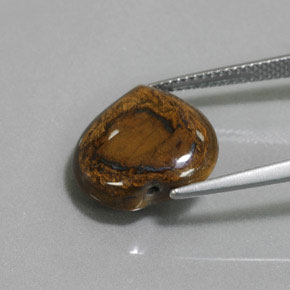 Tiger's eye marrón natural de 8,46 ct, forma de corazón, opaco