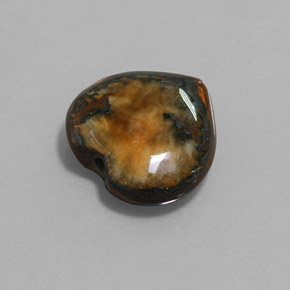 Tiger's eye marrón natural de 9,68 ct, forma de corazón, opaco