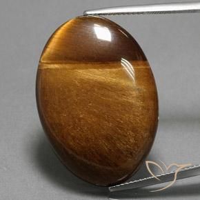 33.65ct Natural Marrón cálido Ojo de Tigre, Ovalada, Opaco