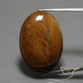 33.96ct Natural Marrón canela intenso Ojo de Tigre, Ovalada, Opaco