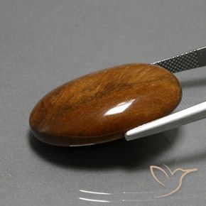 Ojo de Tigre Marrón canela intenso natural de 33.96 ct, Ovalada, Opaco