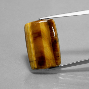 Ojo de Tigre Marrón oro natural de 13.18 ct, Corte Baguette, Opaco