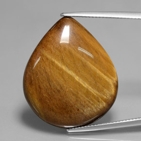 Tiger's eye marrón natural de 30,37 ct, en forma de pera, opaco