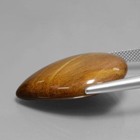 Tiger's eye marrón natural de 30,37 ct, en forma de pera, opaco