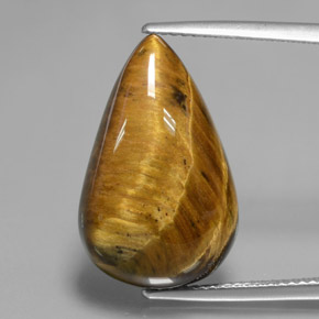 Tiger's eye marrón natural de 12,18 ct, en forma de pera, opaco