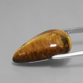 Tiger's eye marrón natural de 12,18 ct, en forma de pera, opaco