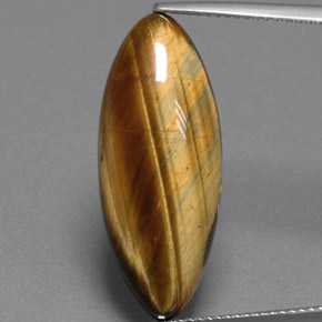 Tiger's eye marrón natural de 14,53 ct, marquesa, opaco