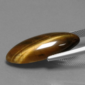 Tiger's eye marrón natural de 14,53 ct, marquesa, opaco