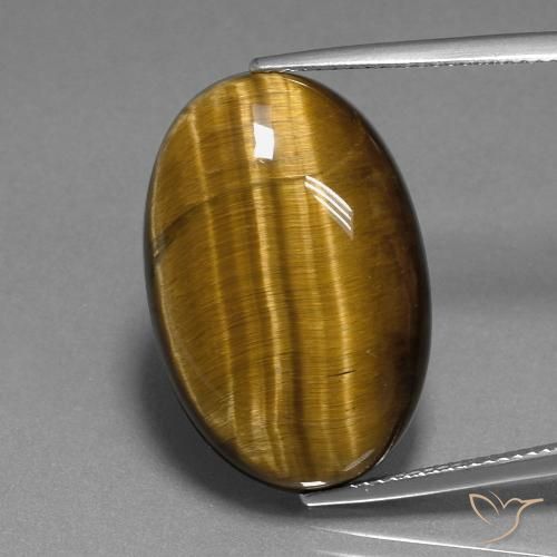 20.74ct Natural Marrón amarillento Ojo de Tigre, Ovalada, Opaco