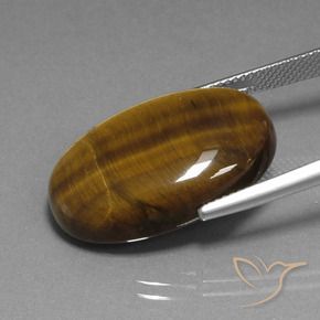 Ojo de Tigre Marrón amarillento natural de 20.74 ct, Ovalada, Opaco