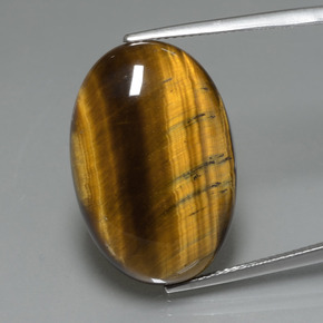 Ojo de Tigre Marrón dorado natural de 20.01 ct, Corte Óvalo, Opaco