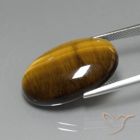 Ojo de Tigre Marrón dorado natural de 19.63 ct, Ovalada, Opaco