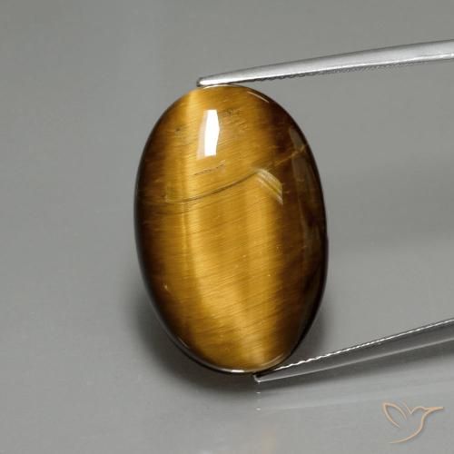 19.68ct Natural Marrón medio Ojo de Tigre, Ovalada, Opaco