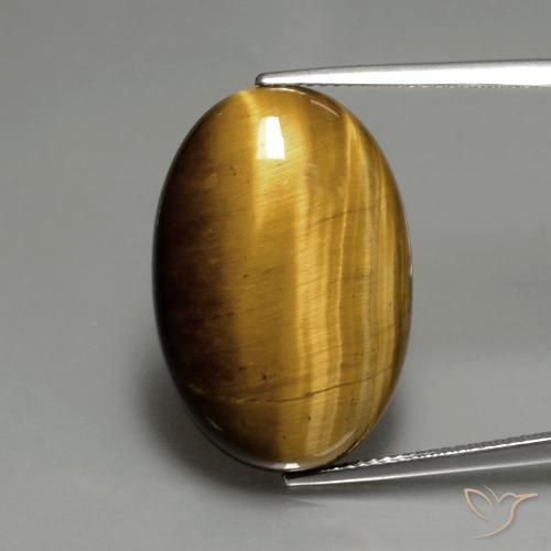 19.66ct Natural Marrón dorado Ojo de Tigre, Ovalada, Opaco