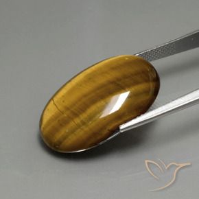 Ojo de Tigre Marrón dorado natural de 19.66 ct, Ovalada, Opaco