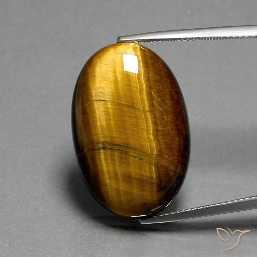 21.02ct Natural Marrón medio Ojo de Tigre, Ovalada, Opaco