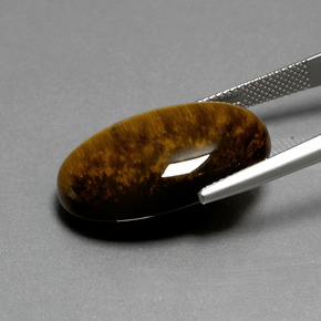 Ojo de Tigre Marrón oro natural de 20.16 ct, Corte Óvalo, Opaco