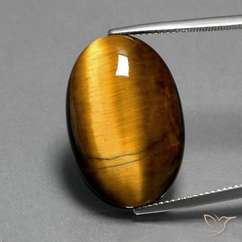 19.68ct Natural Marrón medio Ojo de Tigre, Ovalada, Opaco